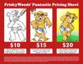 FriskyWoods' Funtastic Pricing Sheet