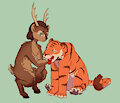 deer and pet tiger by anthrolotl