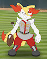 Commission - Mr Baseball Braixen by Howdidwegethere