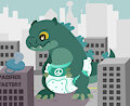 Baby Godzilla attacking the city?