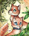 Two Red Cats - Olive and laurel