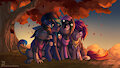 A Herd and an Autumn Sunset by EnderFloofs