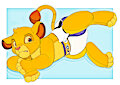 Simba in his new diapers or pullups by Godfather72