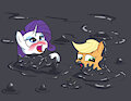 Appleajack and Rarity tarpit dip by mucky