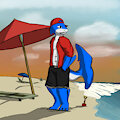 Foxboy591 Art Trade! Shark on the Beach!