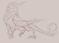 “Feathered Beastie” (Rough Sketch/WIP to Flat Color/Line Art Stage) by Aerosaur83