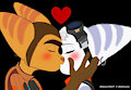 Ratchet x Rivet a lovely kiss (sketch created by withestia, edited and painted by GamerAlfa117) by GamerAlfa117