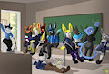 (commission) - eeveelution classroom by PawRoniK