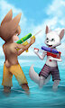Water gun fight by Bunnypaint