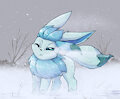 an ice-type Eevee in some strong wind.