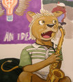 Adolescent Lion With Alto Sax by Christaphorac