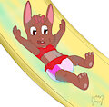 Amy down the water slide -By SkunkyGussy-