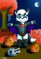 Pandr in vampire Halloween costume