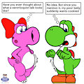 A ventriloquist discussion between Birdo and Yoshi by SebGroupArts2009