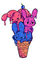 Pride Icecream Bunny Pile: Bisexual by mcpippypants