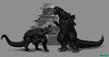 Godzilla and Anguirus