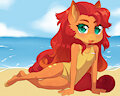Goldheart in the Beach (SFW) by Zeromegas