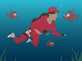 Red girl in the sea