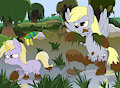 Dinky and Derpy playing swamp monster hun