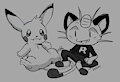 Team Rocket Meowth x Pikachu sketch