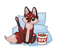 Fox relaxing and eating KFC