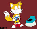 tails having an accident in front of the potty