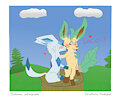 Glaceon and Leafeon Stump Kiss Doodle by unfurgivable
