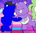 Creative Bear and Share Bear dancing in love