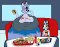 Heeler Cousins: eating out by Luxioboi