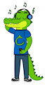 Croc listening to music with his headphones by BearsFlush