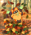 Leaf Pile Raccoon