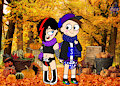 Lovers in adult diapers on a cool fall landscape