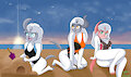 Absol ladies at the beach by KatsuroKurosaki