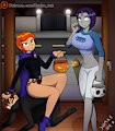 Gwen and Raven halloween by DrakeRex