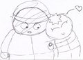 Butters hugging Cartman