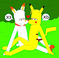 pikachu and scorbunny kissing