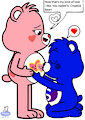 Creative Bear kissing Love-a-Lot Bear's tummy