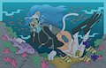 Shark Diving Kitten color version by darkbunny666