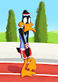 Daffy drinking too much before his run