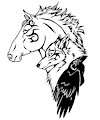 [C] Wolf-Raven-Horse Tattoo - For Rhavennah by Evangellos