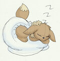 Sleeping Eevee on Poof