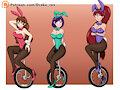 Commission Bunnies on unicycles