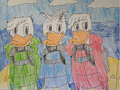 Huey, Dewey and Louie Duck in scuba diving gear clothes - Ducktales 2017 version by DuckToons