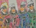 Huey, Dewey, Louie and Phooey Duck as astronauts by DuckToons