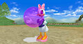 Daisy Duck blowing a balloon