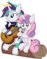 Rarity And Sweetie Belle - Singing With A Guitar by CyanLightning