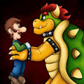 Bowser lifting Luigi by DansDooooodles