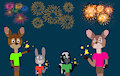 Bambi and Friends Playing with Sparklers