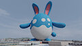 Loomy azumarill in a city angle 2