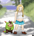 Trainer and her Quilladin (clean) by Roop